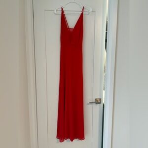 Red Sleeveless Maxi Dress with Matching Cardigan